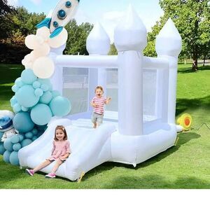White Bounce House Indoor Outdoor Bouncy Castle for Kids Ages 3-8 Oxford Toddler